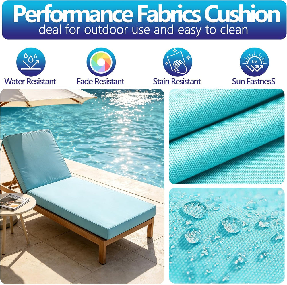 Chaise Lounge Cushions Outdoor 72x21x3.5 Inch, Waterproof and Fade Resistant ...