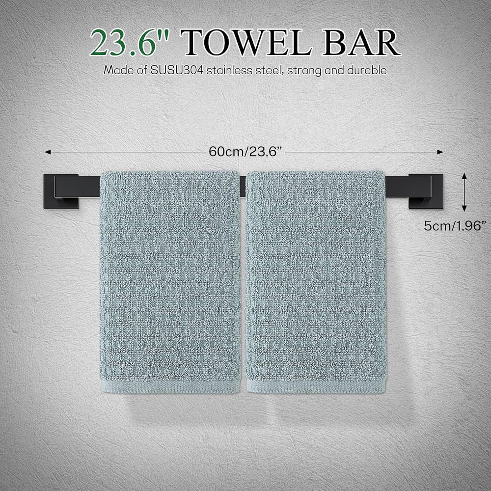 Matte Black Bathroom Hardware Accessories Set 10-Pieces Black Towel Bar Set S...