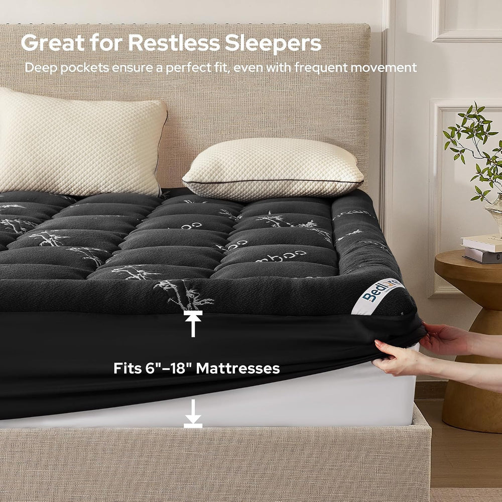 BEDLORE Queen Mattress Topper, Thick Soft Pillow Top Bed Topper