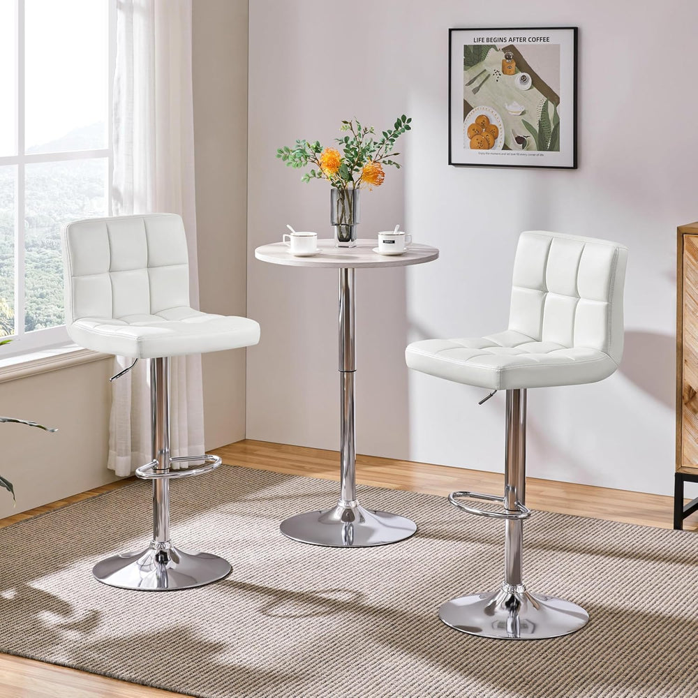 Yaheetech Bar Stools Set of 4 Adjustable Counter Height Barstools White