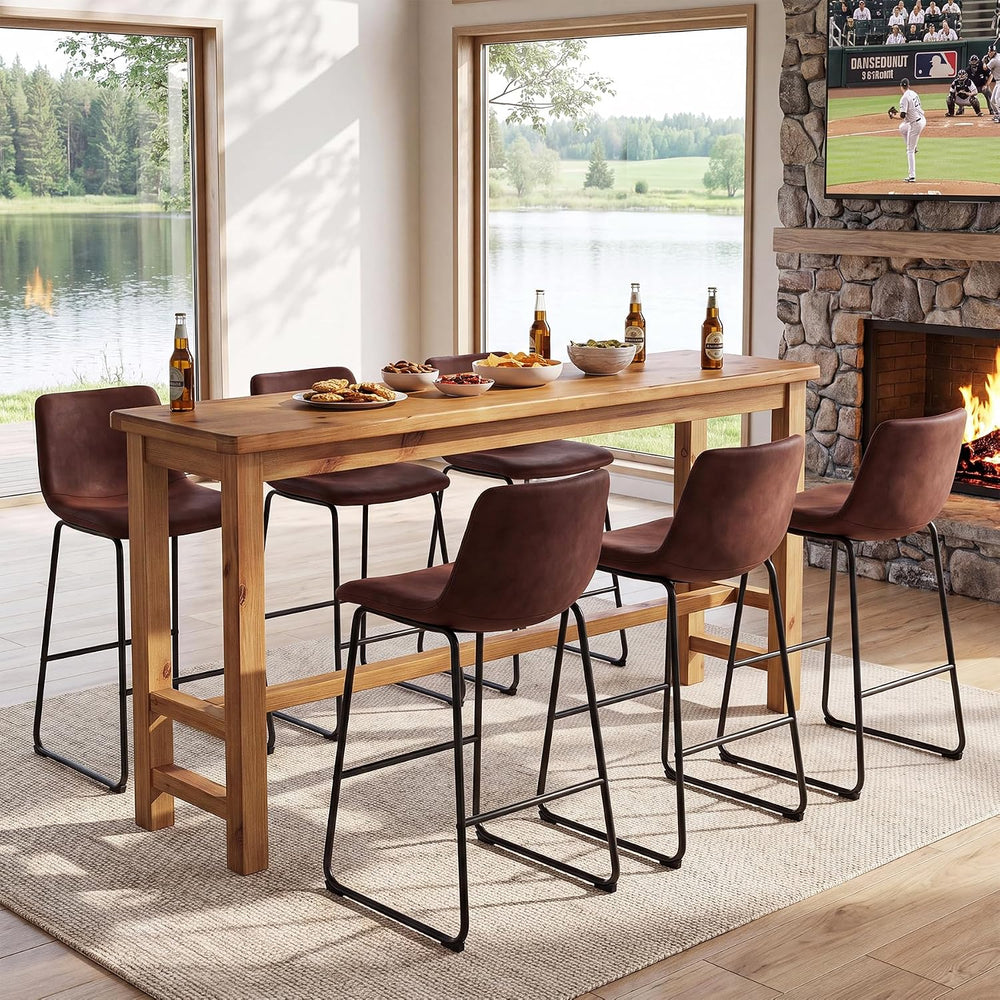 Tribesigns 63" Solid Wood Bar Table, Rectangular Counter Height Pub Table