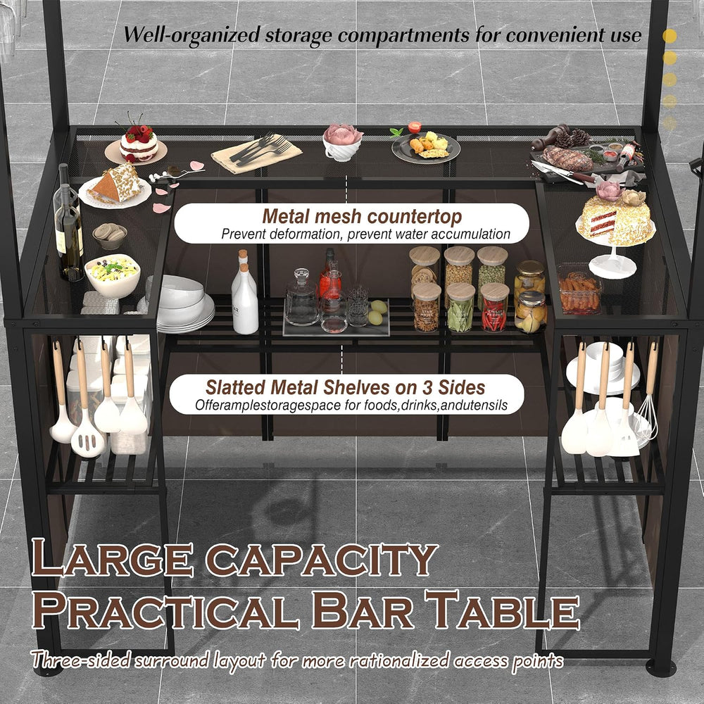 Grepatio 3 Piece Patio Bar Set with Canopy, Grill Gazebo with Bar Table and 2...