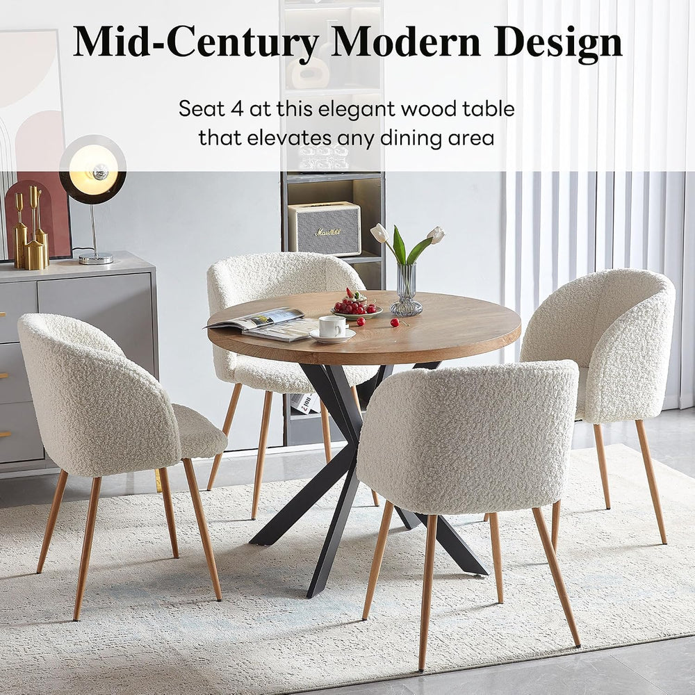 NORDICANA 5 Piece Dining Table and Chair Set, 37-Inch Engineered Wood Round T...