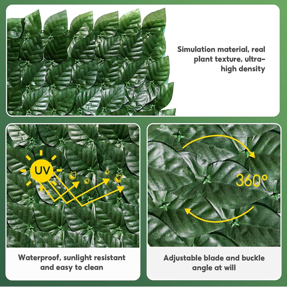 Artificial Ivy Privacy Fence Screen, 120x60 inch Faux Hedge Fence Panel Green...