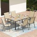 PIZZELLO 7-Piece Outdoor Dining Set w/ 60" Outdoor Table and 6 Chairs