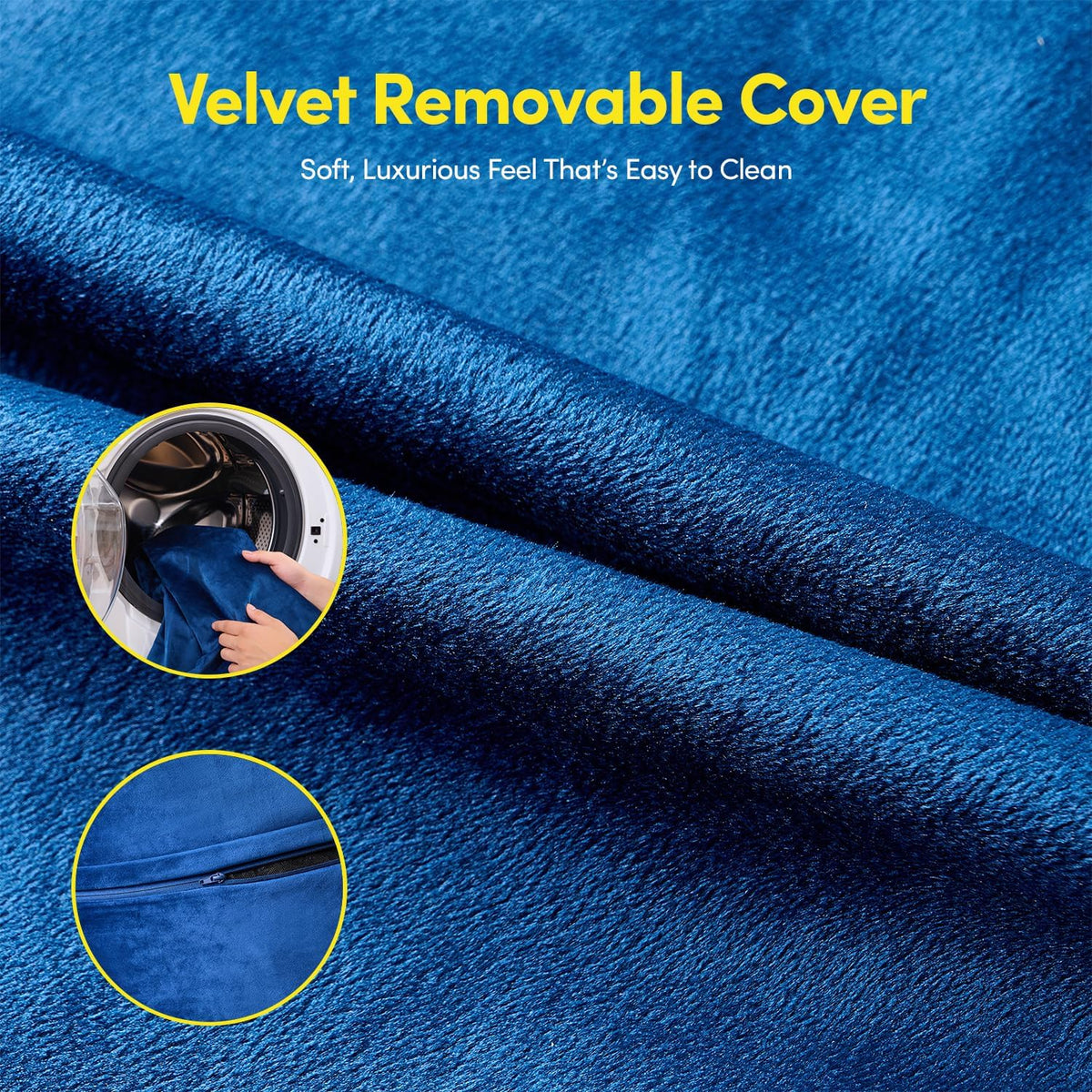 Bean Bag Chair 3ft Memory Foam Sack with Removable Velvet Cover, Ultra Soft Fabric, High Rebound Foam Filling, Portable Lazy Sofa for Adults & Teens, Navy Blue