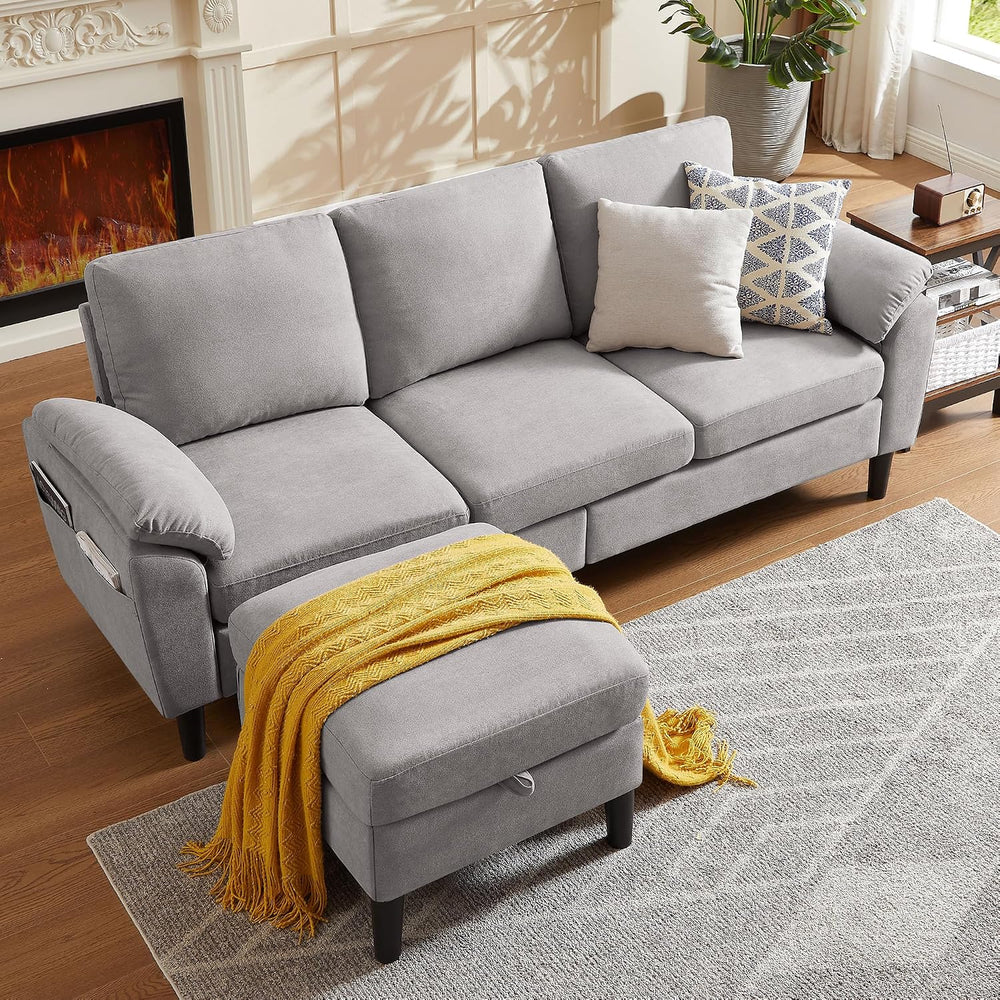 80" Convertible Sectional Sofa, Small L Shaped 3 Seat Couch with Reversi...