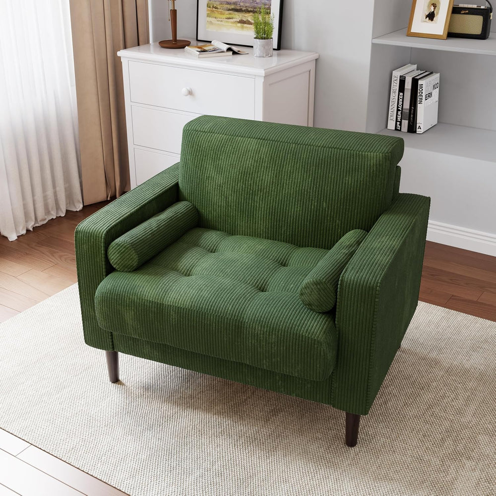 34.5" Arm Chair, Modern Corduroy Accent Chair, Green