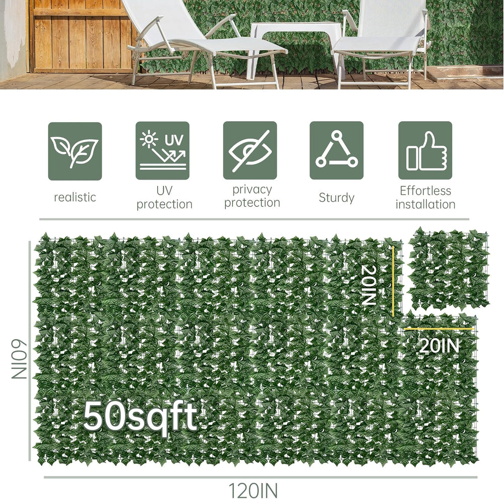 60x120 in (50 Sqft) Artificial Ivy Vine Privacy Fence Screen