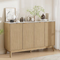 Sideboard Cabinet, 55'' Buffet Cabinet with Faux Marble Top & Adjustable Shelf, Modern Fluted Storage Cabinet, Accent Credenza Sideboard for Kitchen, Living Room, Entryway