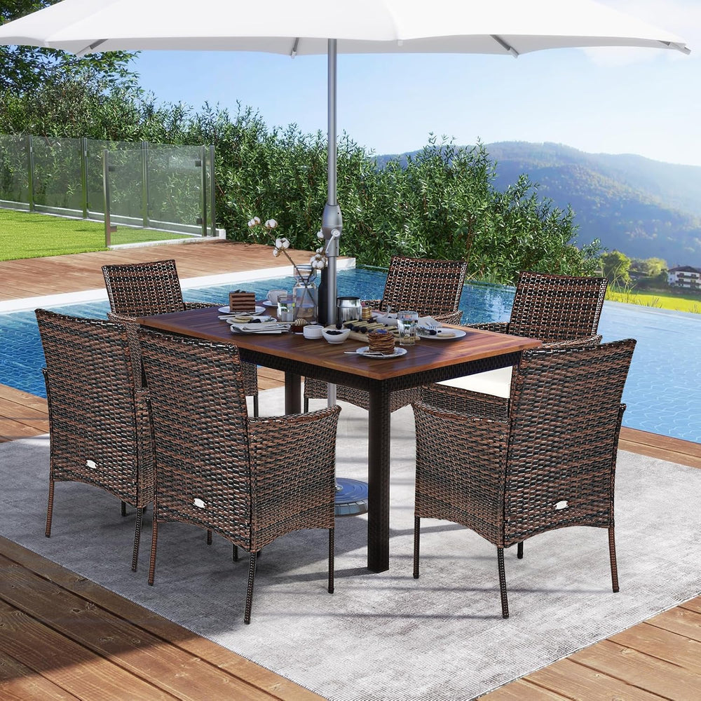 RELAX4LIFE Wicker Patio Chairs Set of 6, Indoor Outdoor PE Rattan Armchairs w...