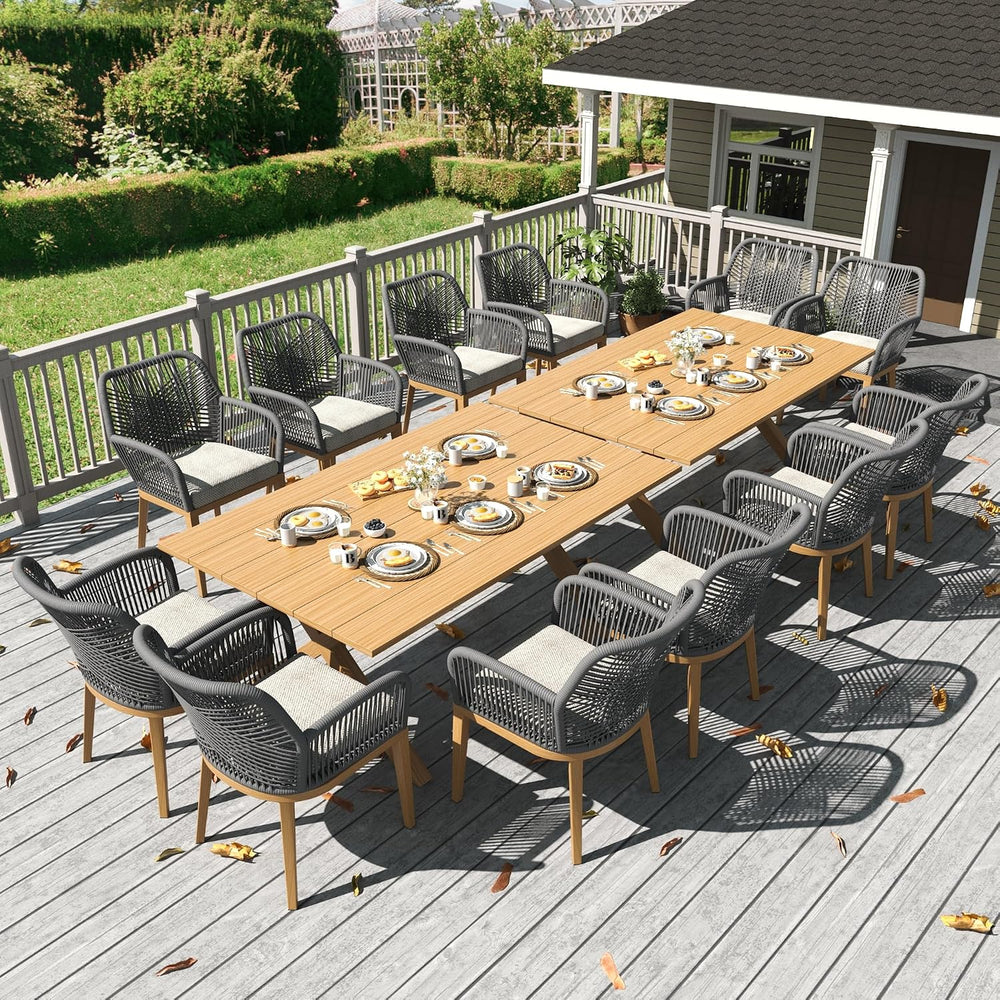 LayinSun Outdoor Dining Set for 12, 14 Pieces Patio Furniture Sets with Alumi...