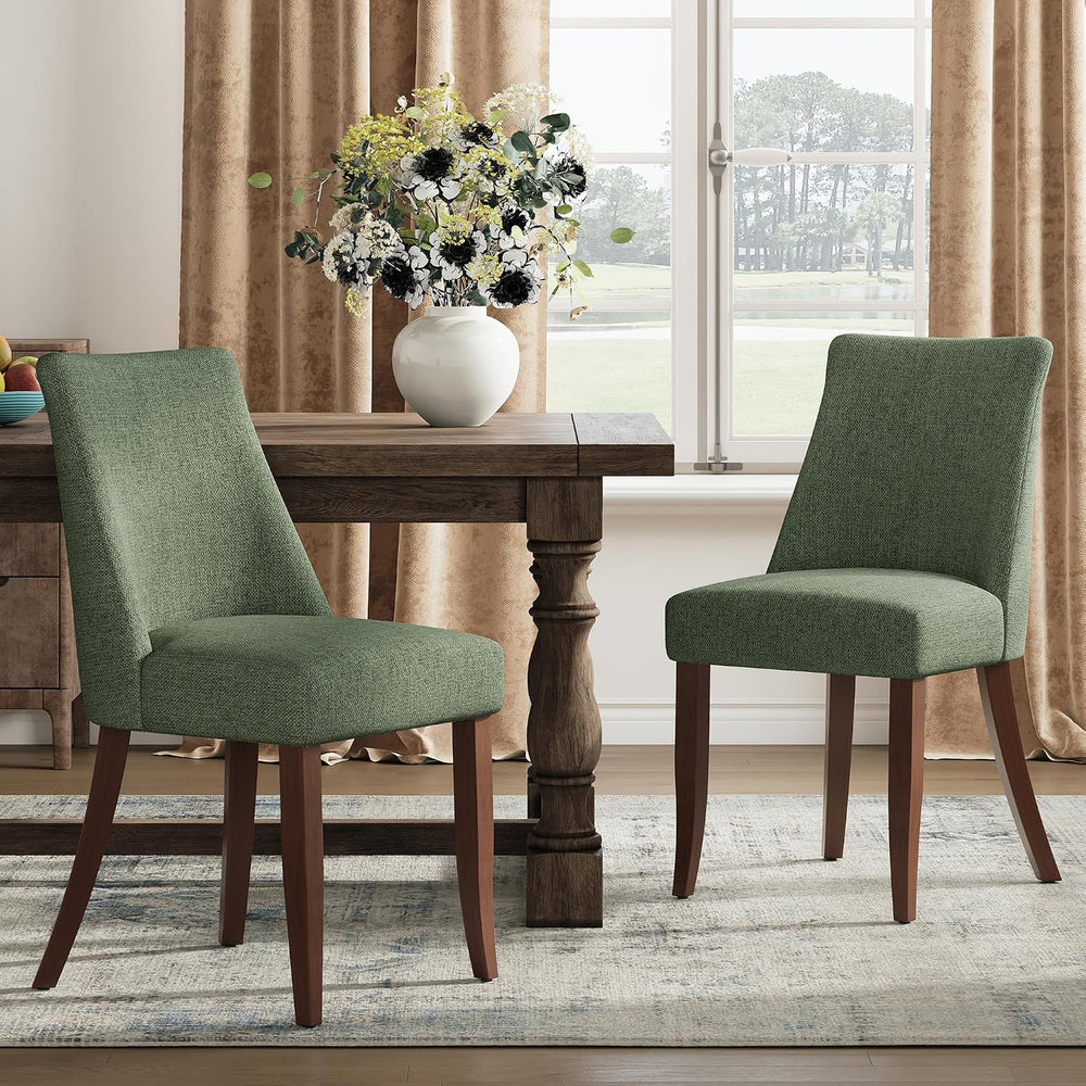 COLAMY Upholstered Dining Chairs Set of 2, Mid Century Modern Kitchen Chairs ...