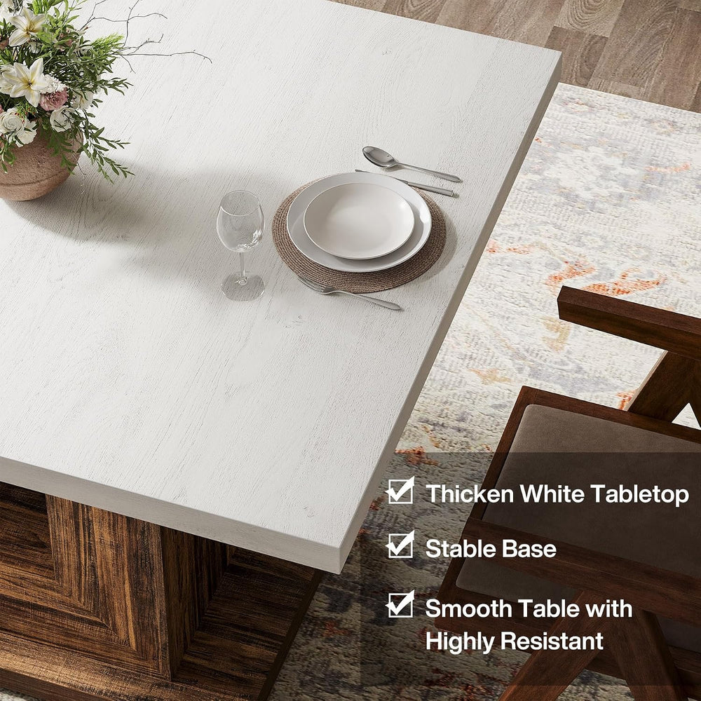 Tribesigns 47-Inch Farmhouse Dining Table for 4, White Kitchen Dinner Table w...