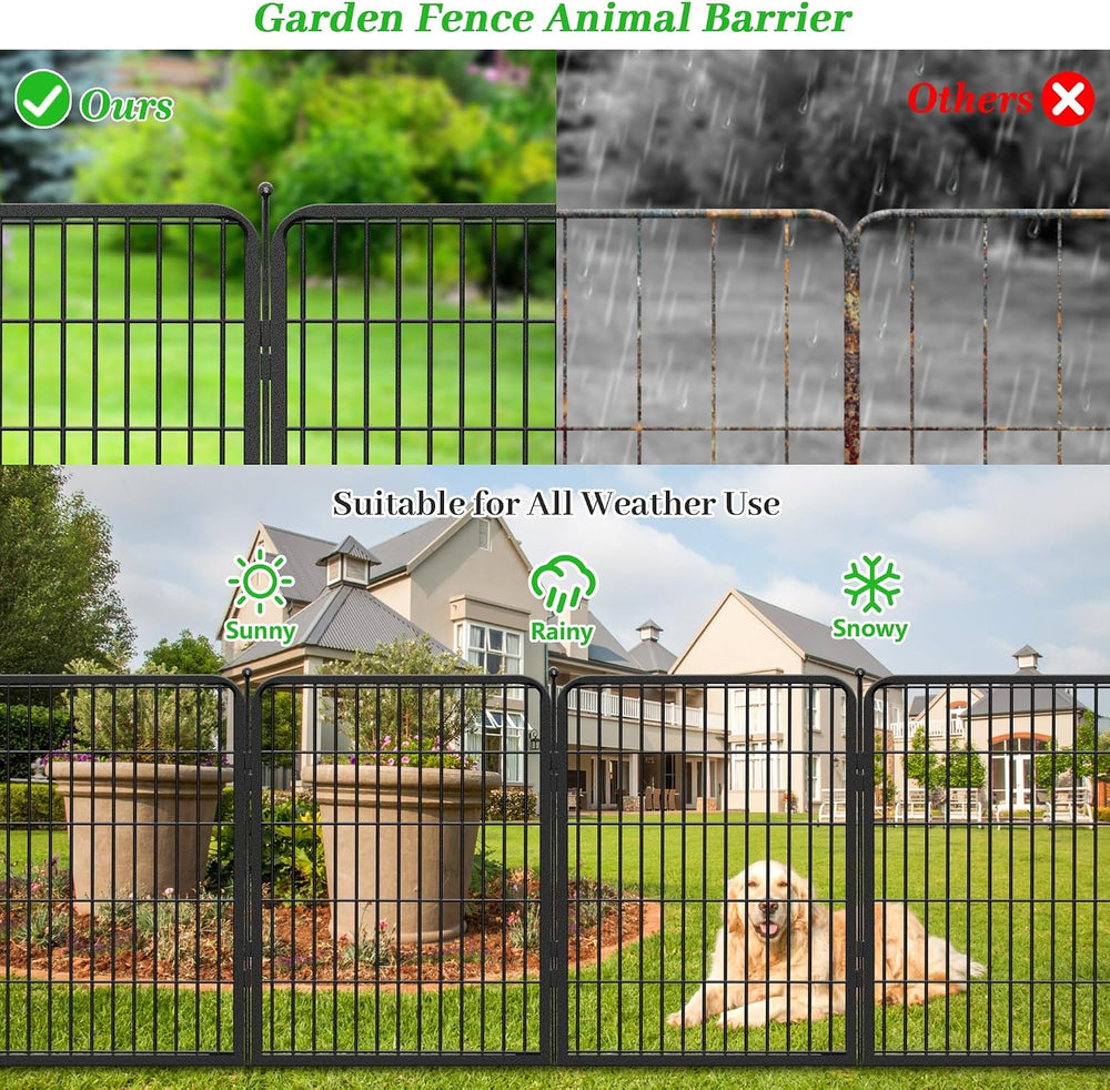 Decorative Black Metal Fencing Garden Fence with Gate, 46ft(L) 32in(H) 20 Fen...