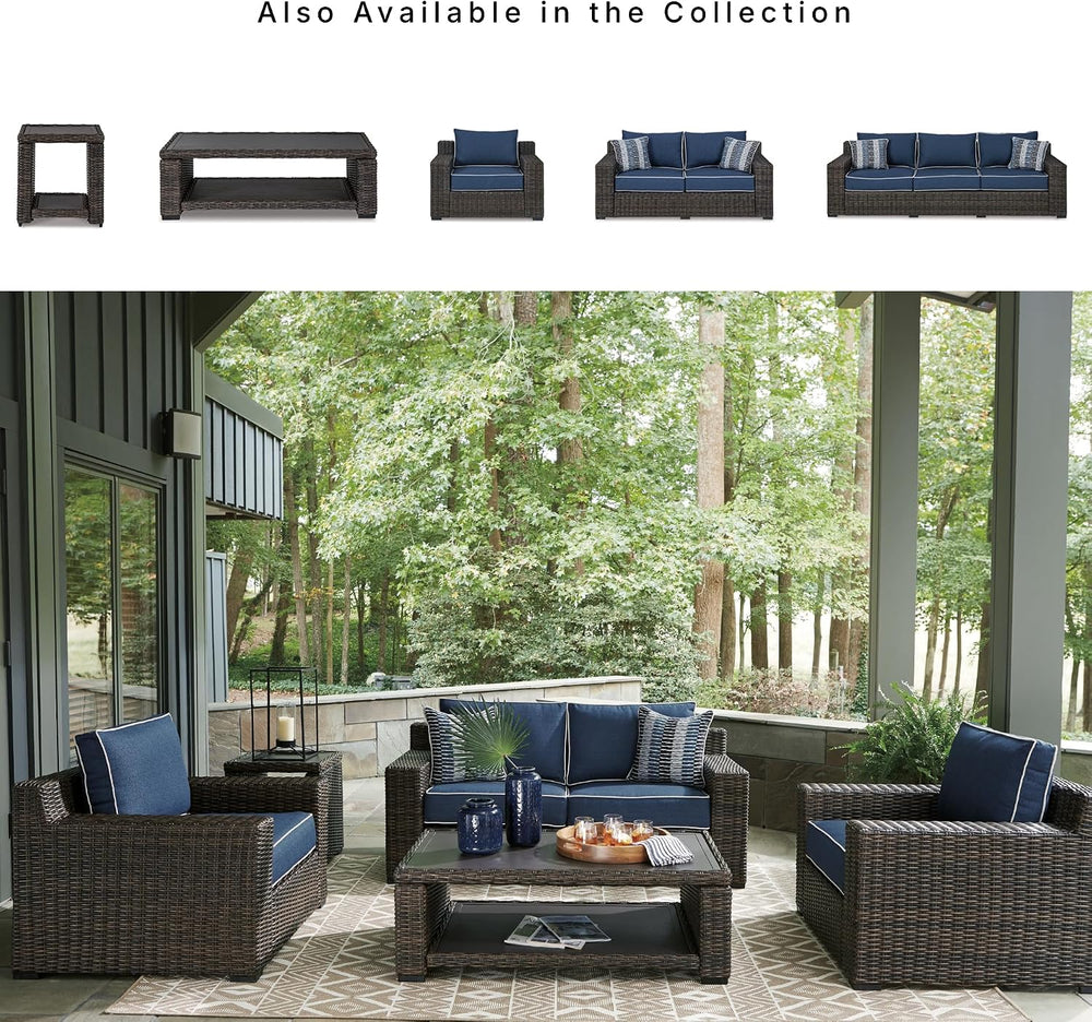 Signature Design by Ashley Grasson Lane Outdoor Wicker Cocktail Table with Al...