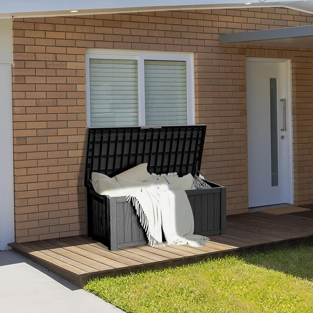 150 Gallon Resin Large Deck Box Organization and Storage Box for Patio, Outdo...