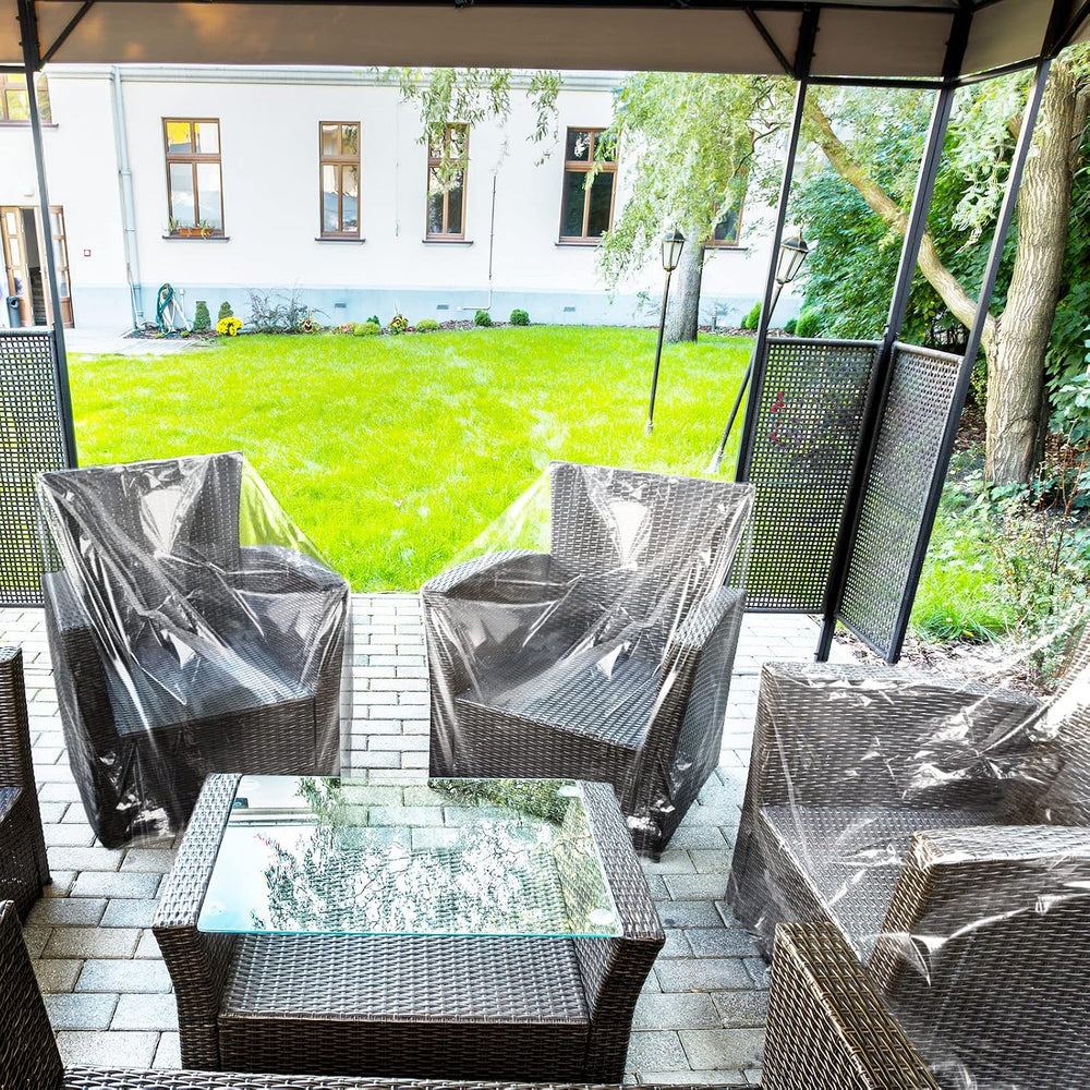 Tudomro 8 Pcs Outdoor Clear Plastic Chair Covers Waterproof Dust Proof