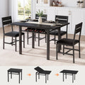 MapleGrace Extendable Dining Table Set for 4 with Built-in Shelf Rack Black
