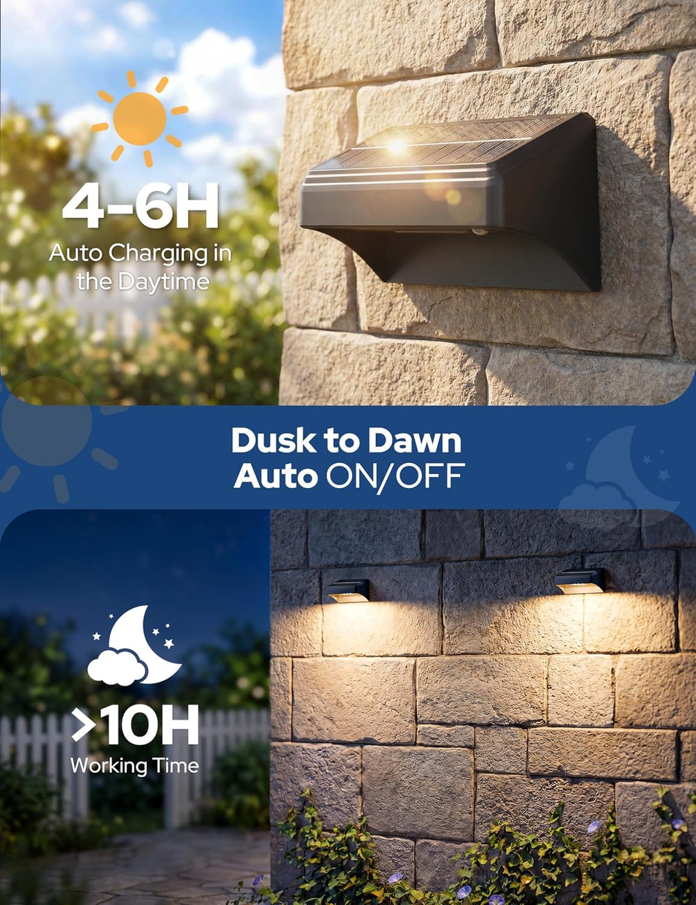 VOLISUN Fence Lights Solar Powered with Remote 8 Pack, Warm White, Cool White...