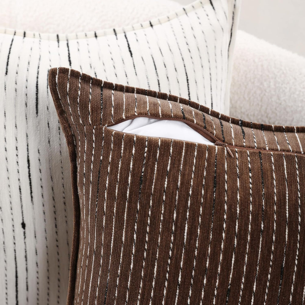 NUYECY Soft Chenille Decorative Large Pillow Covers 30x30 Set of 2,Brown Neut...