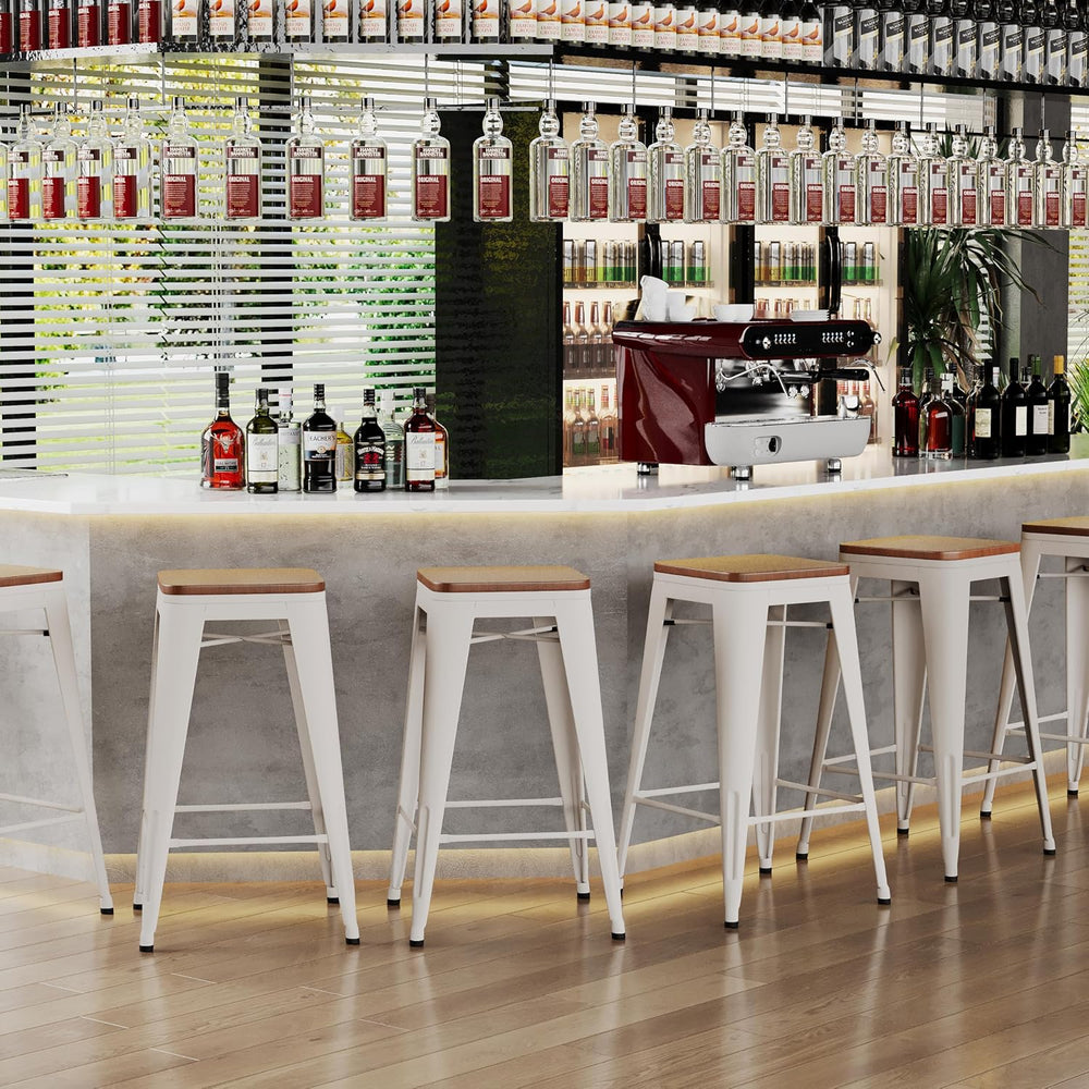 30" Counter Height Bar Stools Set of 4 Barstools Island Side Chairs-White
