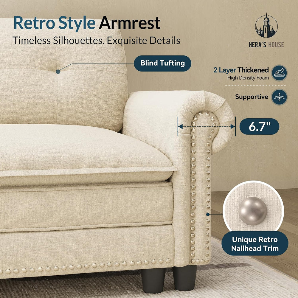 HERA'S HOUSE 73.2" Modular Loveseat Cloud Couch Deep Seats & Rol...