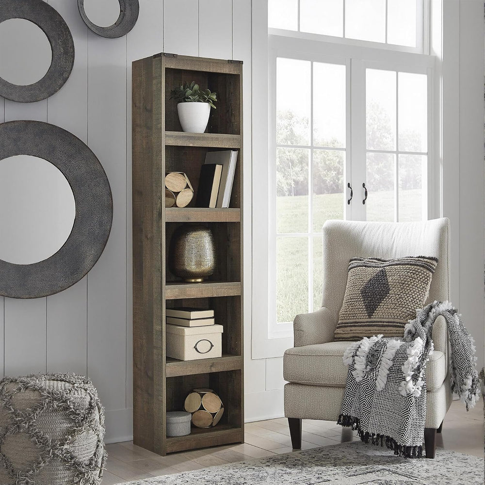 Signature Design by Ashley Trinell Media Pier, 72-Inch Rustic Bookcase