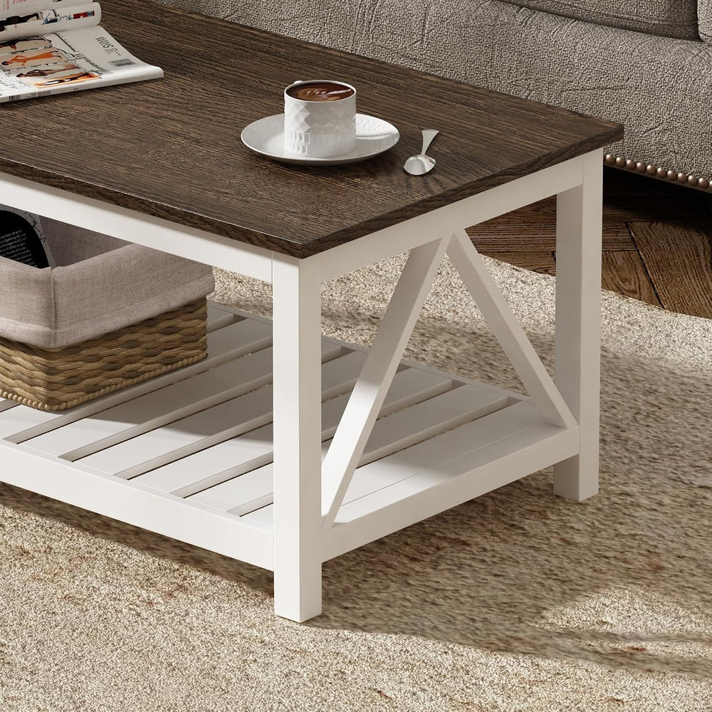 ChooChoo 47" Farmhouse Coffee Table with A-Frame Design for Living Room