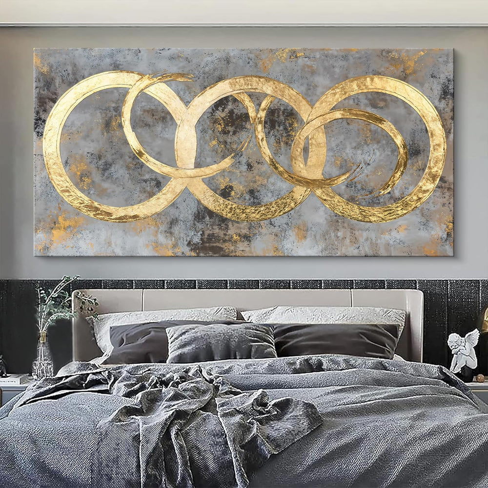 Large Gold Circle Wall Art Decor 39"x78" Abstract Wall Art For Livi...