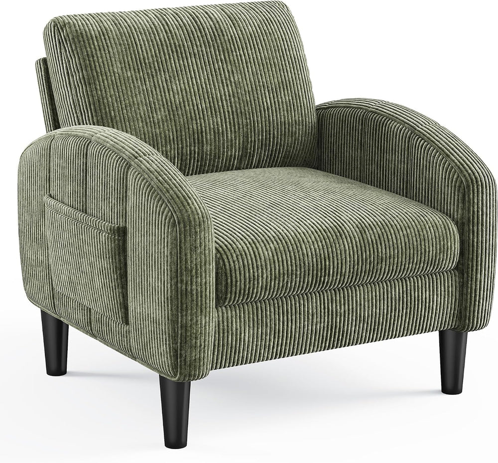 Homkdom Accent Chair with Side Pockets & Ergonomic Backrest,Green