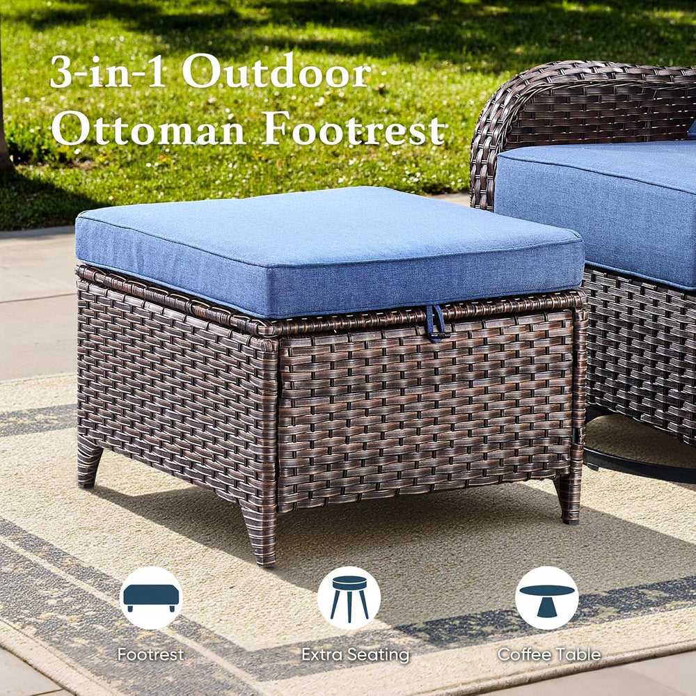 Belord Luxury 6" Thick Cushioned 10 Pieces Patio Furniture Set with Fire...