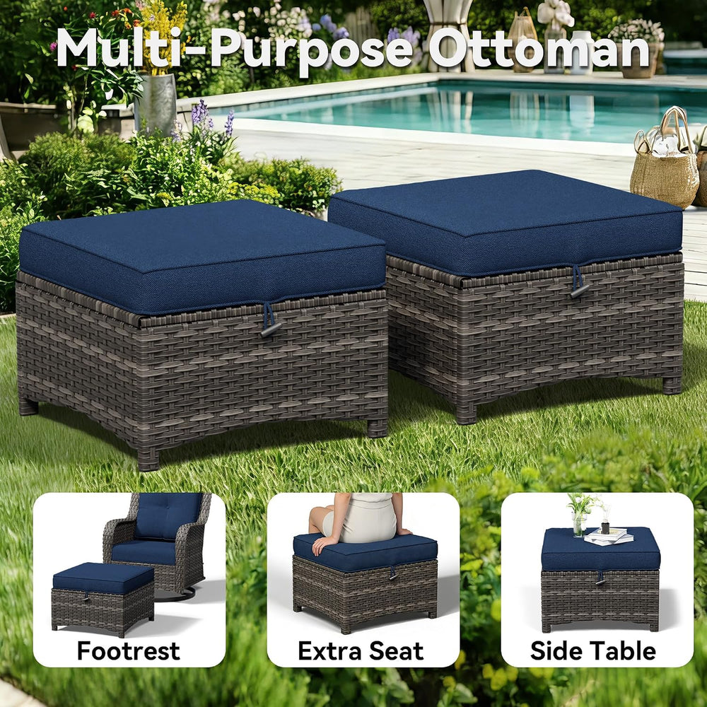 4 Piece Outdoor Wicker Patio Furniture Set, Patio Chairs Set with Thickened O...