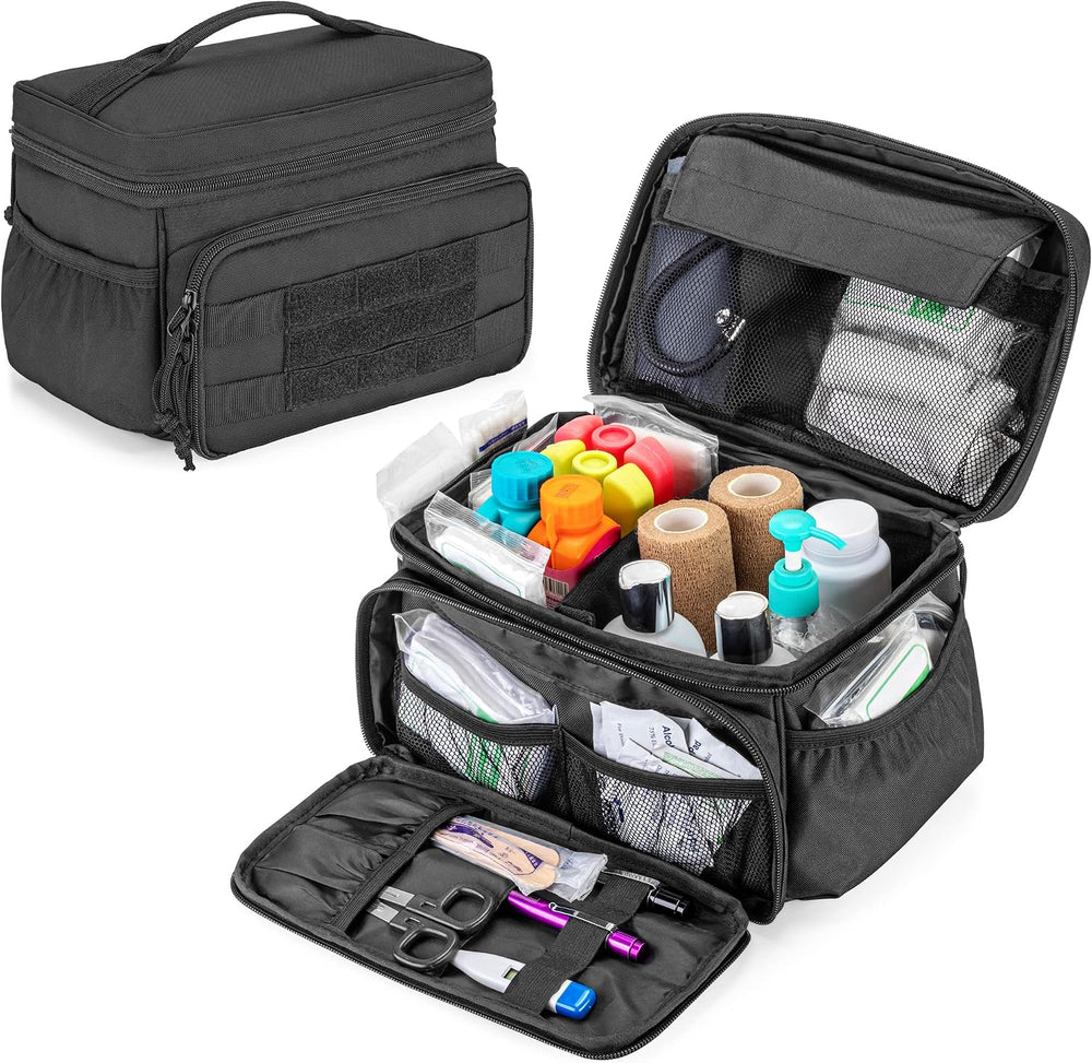 Damero Small Medicine Storage Bag Empty, Family First Aid Box with Divider