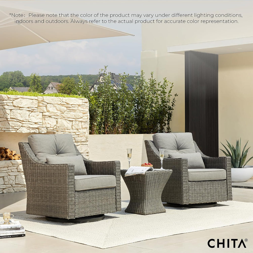 CHITA Patio Wicker Chair, 360° Rocking Swivel Outdoor Rattan Chair