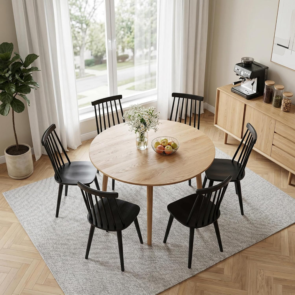 DUHOME Black Windsor Wooden Dining Chairs Set of 6