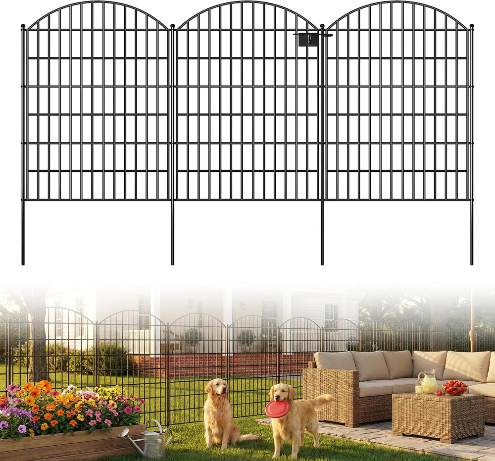 Toolterritary 15 Panels Arched No Dig Decorative Garden Fence with Gate, 40in...