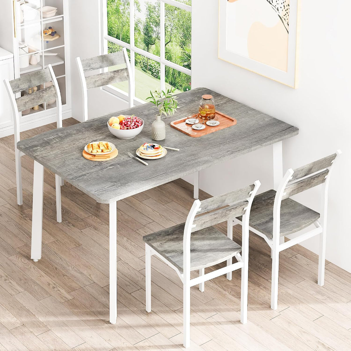 dklgg dining room table set for 4 farmhouse shown in use