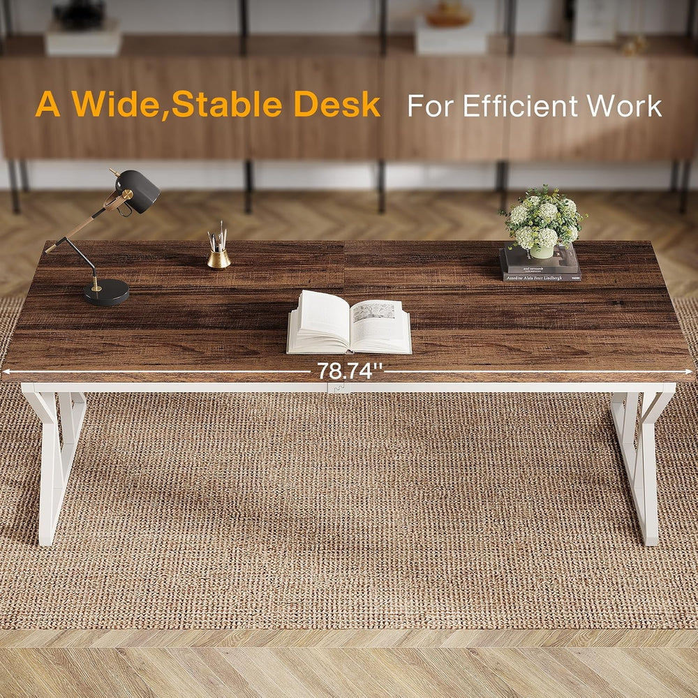 Tribesigns 78.74-Inch Large Executive Desk, Industrial Home Office Computer D...