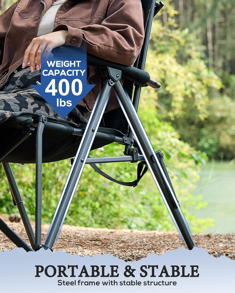 Oversized High Back Folding Camping Chair, 400LBS