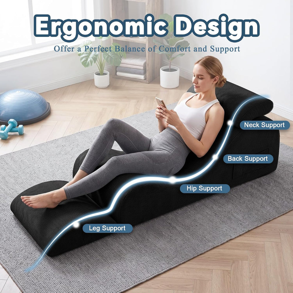 Convertible Yoga Chair Lounge for Adults, Ergonomic Foam Chaise Lounge Chair ...