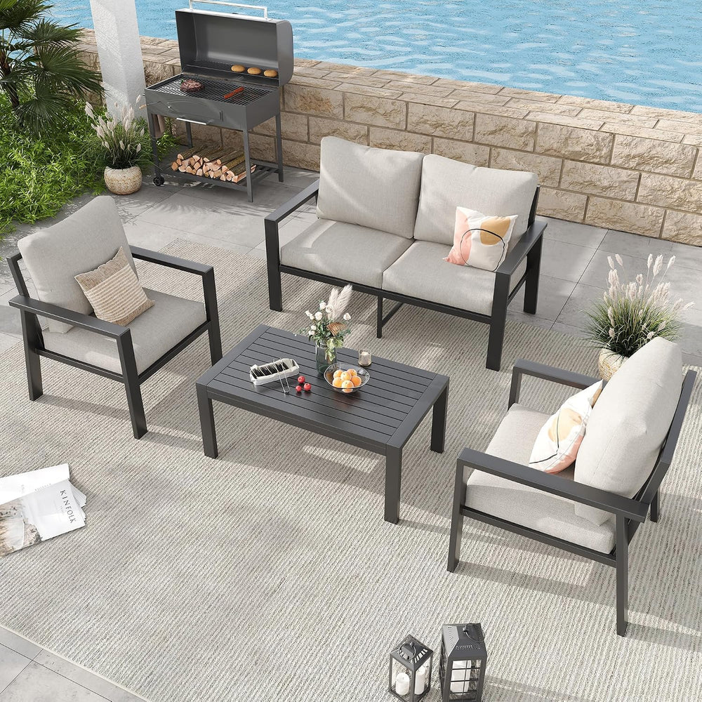Aluminum Patio Furniture Sets Metal Outdoor Furniture Set with Coffee Table