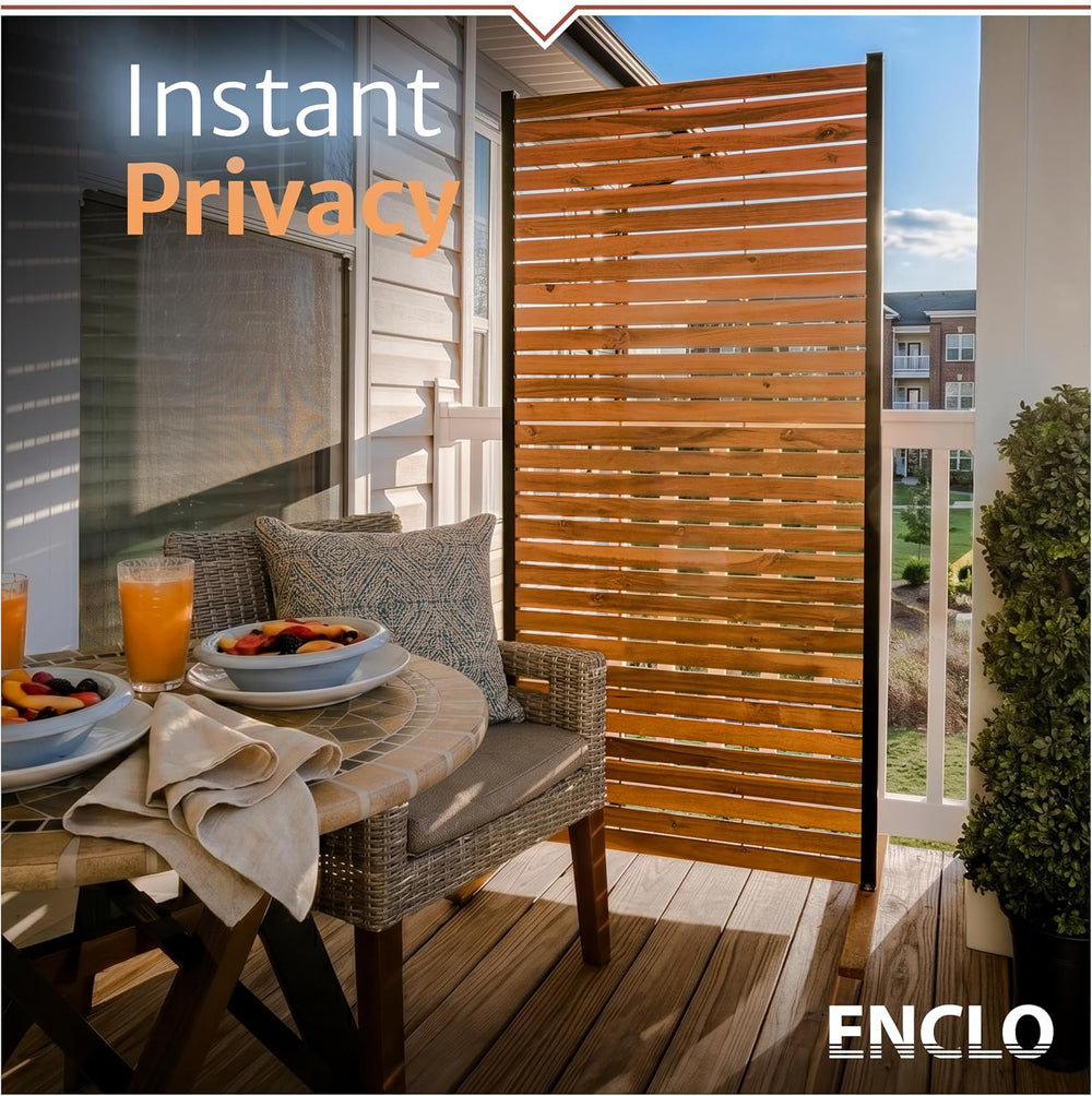 Enclo Easy Assembly Freestanding/Surface Mounted Privacy Screen, Hardwood