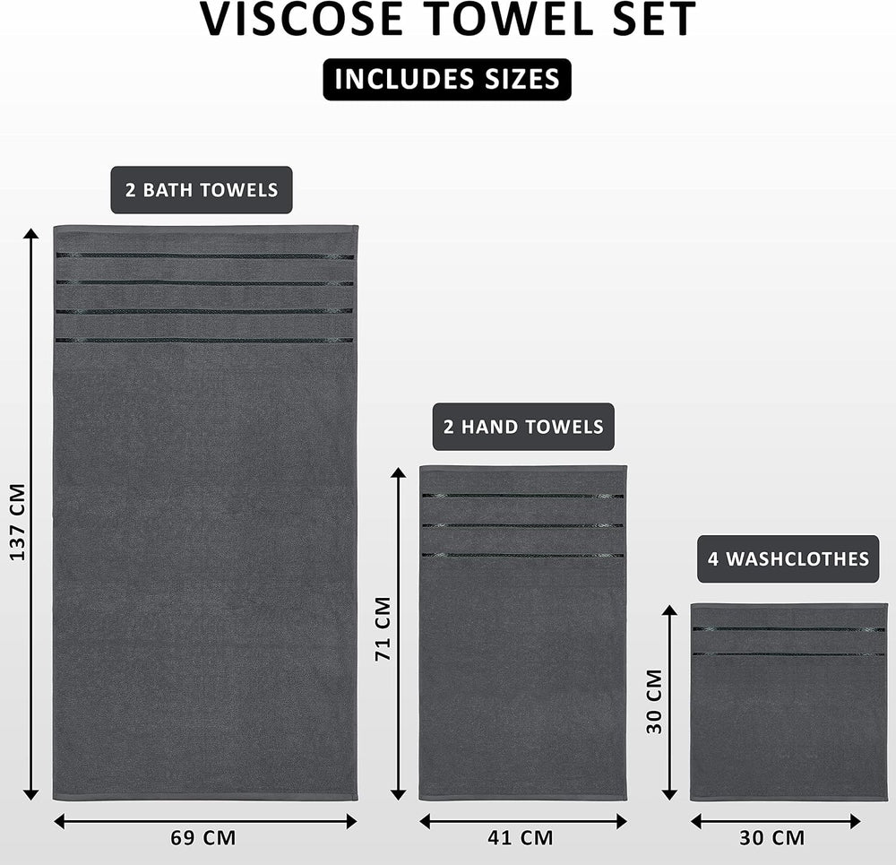 Utopia Towels 8-Piece Luxury Towel Set, 2 Bath Towels, 2 Hand Towels, and 4 W...