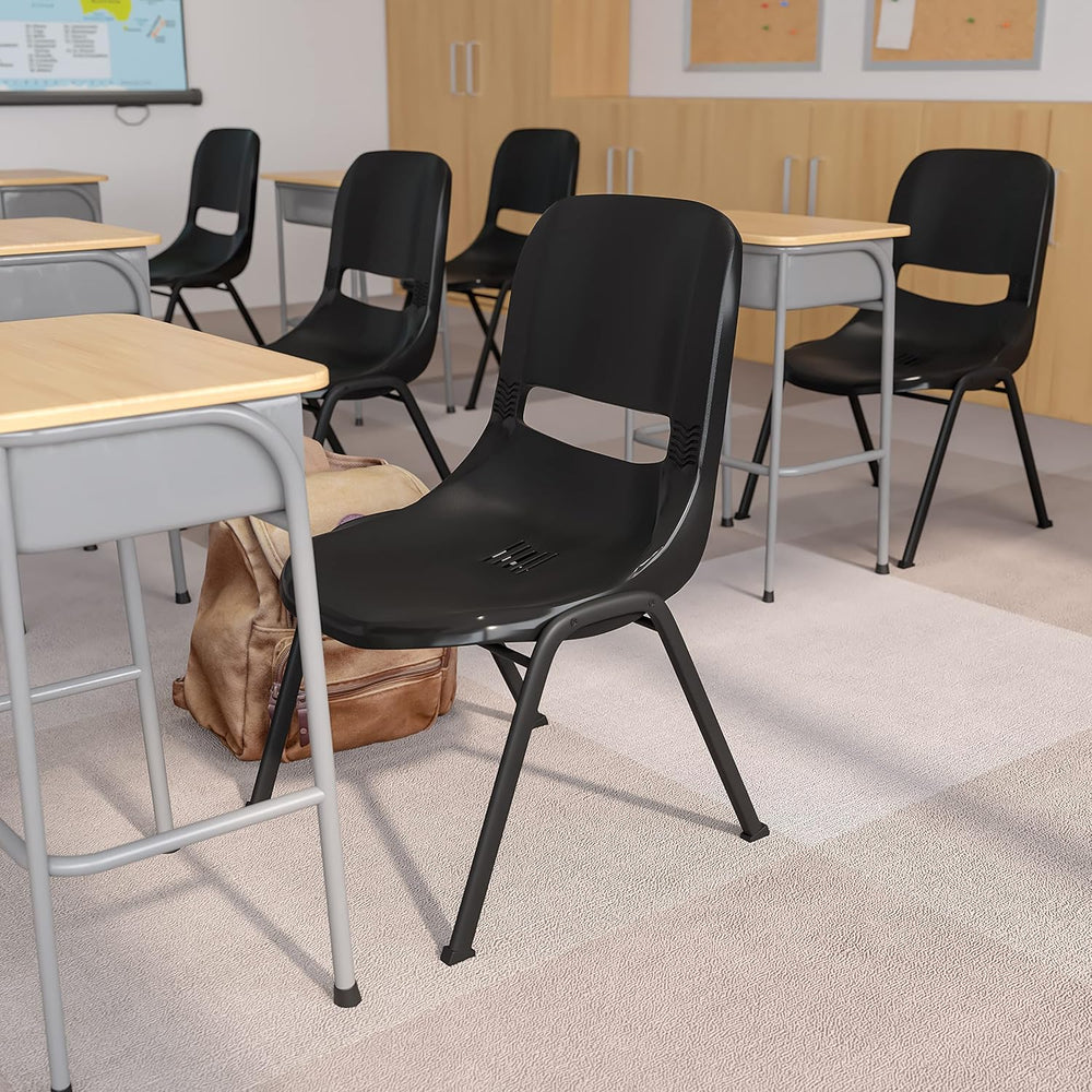 Flash Furniture HERCULES Series 880 lb. Capacity Black Ergonomic Shell Stack ...