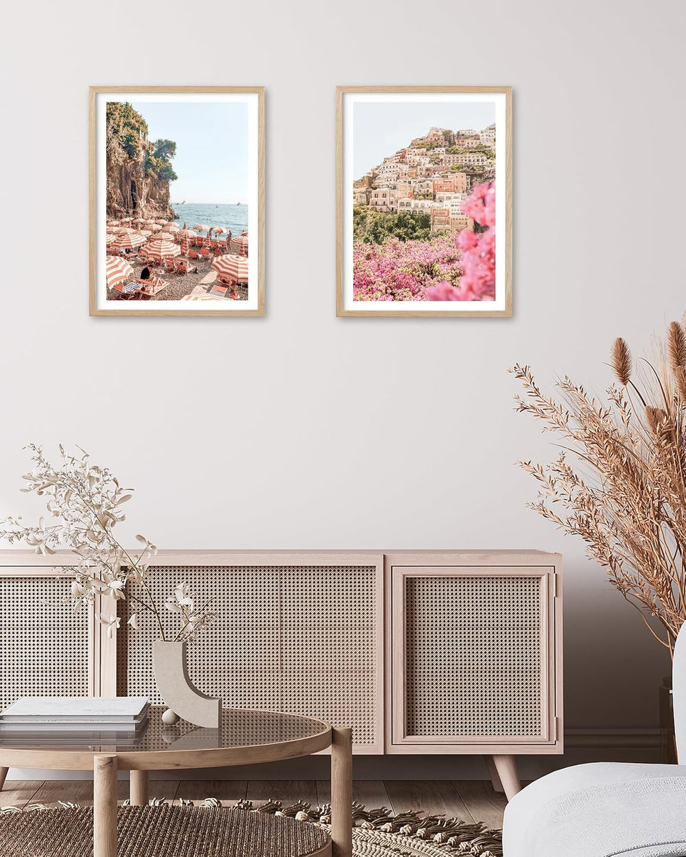 HesenDot 12x16IN Amalfi Coast Framed Wall Art Positano Canvas, 1Pack