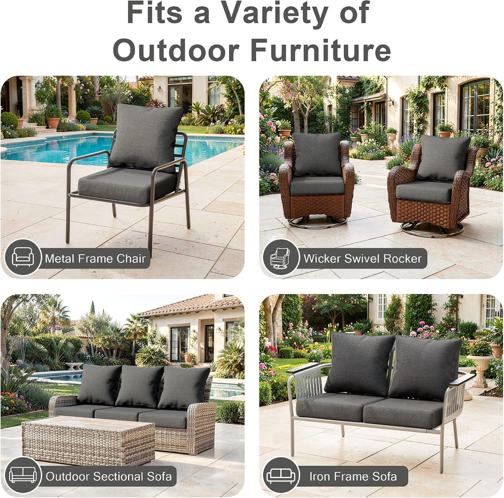 Outdoor Deep Seat Chair Cushions Set of 2, 22x24x6 Inch