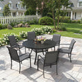 7PCS Outdoor Patio Dining Set, 47.6" Metal Table&6 Chairs