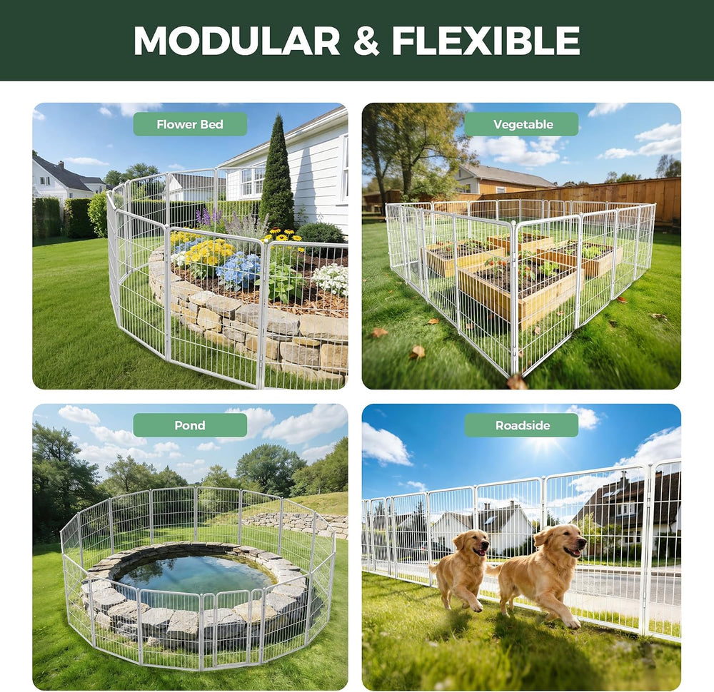 FXW No Dig Garden Fence, Outdoor for Yard, 40in(H) x 18.2ft(L), 8 Panels