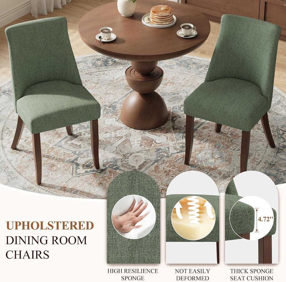 COLAMY Upholstered Dining Chairs Set of 2, Mid Century Modern Kitchen Chairs ...
